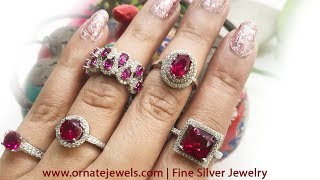 925 Sterling Silver Ruby Rings collection at ornate jewels