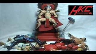 Custom SHAO KAHN review MULTIPLE FATALITIES! everyone dies!! Mortal Kombat figure by HKC