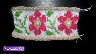 Жаккардовые узоры. Жаккард. Цветы. Вязание спицами # 428