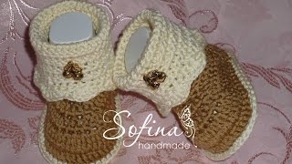 Пинетки крючком для новорожденных . Мастер класс. Booties crochet