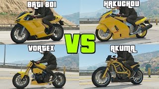 GTA 5 Online - Test de Velocidad - Vortex vs Bati 801 vs Hakuchou vs Akuma