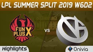FPX vs VG Highlights Game 1 LPL Summer 2019 W6D2 FunPlus Phoenix vs Vici Gaming LPL Highlights by On