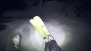 Самоубийца на лыжах/невероятный спуск на лыжах ночью/смотреть страшно