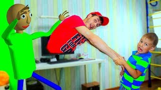 Папа в игре Балди в реальной жизни Рома и Хелпик решают пример Балди Рома и Хелпик