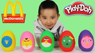 McDonalds Happy Meal Toys Angry Birds Play-Doh Surprise Eggs Opening Fun With Ckn Toys