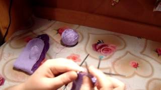 Вязание спицами Варежки двойные-Ажурные листья с косами.Часть 3