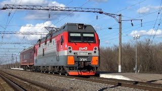 Электровоз ЭП1М-757 с вагоном-дефектоскопом ВД-1МТ