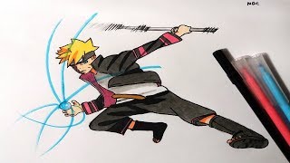 Speed Drawing Adult Boruto Uzumaki Using The Vanishing Rasengan