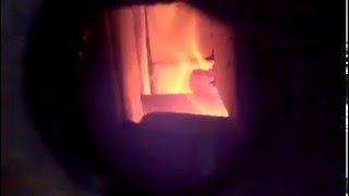 Шахтный котел СДК, работа на дровах.