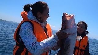 Рыбалка в ТАТАРСКОМ ПРОЛИВЕ  ловля трески  камбала  cod fishing