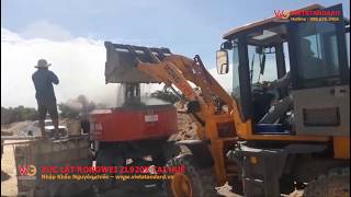 Xúc Lật 0,7 M3 Rongwei ZL920X và máy trộn bê tông Hồng Hà