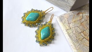 Шикарные серьги из бисера с бирюзой. Мастер-класс.
