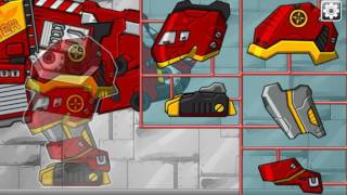 Мультик игра Роботы динозавры: Трицератопс пожарный (Triceratops Dino Robot)