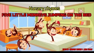 FIVE LITTLE MONKEYS || nursery rhyme with Lyrics || HD || Nursery Rhymes For Children || LITTLE M ||