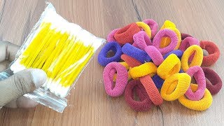 Amazing creative decorating idea with Cotton buds & Hair rubber bands | Diy home deco