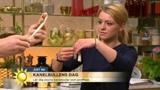 Clara Henry bakar kanelbullar med kontidormästaren & programledarna - Nyhetsmorgon (TV4)