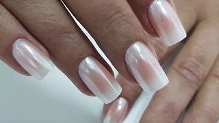 Как сделать ОМБРЕ + втирка Белый Хром | White Chrome Nails