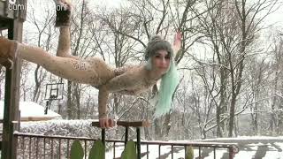 Camille Zamboni does Contortion in the Snow!