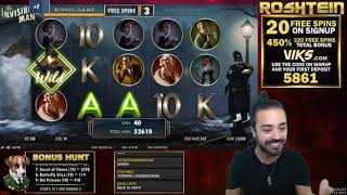 ROSHTEIN - MUST SEE RECORD WIN!! NEVER SEEN ON SLOT INVISIBLE MAN EPIC!