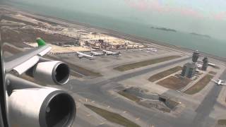 EVA Air Boeing 747-400 Combi Takeoff at Hong Kong (VHHH-RCTP 2 of 3) 7/6/2012