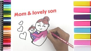 Mother and Baby Drawing | Mom and son cartoon art | Learn drawing art on paper for kids