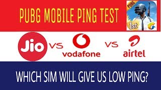 JIO VS VODAFONE VS AIRTEL PUBG MOBILE PING TEST | WHICH SIM WILL GIVE LOW PING? | ???