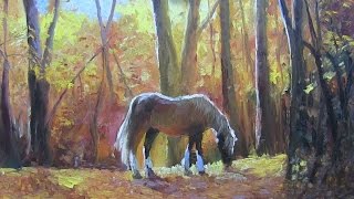 Мастер-Класс по живописи маслом Лошадь в лесу. Александр Южаков