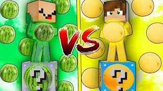АРБУЗ ЛАКИ БЛОК VS ДЫНЯ ЛАКИ БЛОК! НУБ ПРОТИВ ПРО! ВЫЖИТЬ НА 1 БЛОКЕ! #38