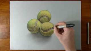 How to draw 3D tennis balls