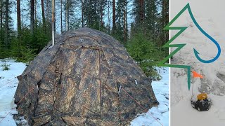 4 ночи в зимнем лесу Карелии. Рыбалка по первому льду.