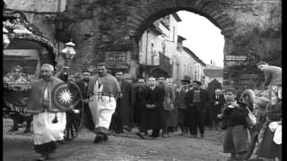 Scenes of a funeral procession in Alife, Italy. HD Stock Footage