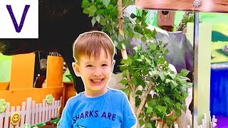 Володар и папа играют на ферме и учат английский