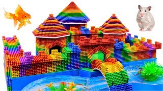 DIY - Build Puppy Castle Mud Dog House Fish Pond With Magnetic Balls (Satisfying) - Magnet Balls
