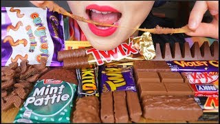 ASMR CHOCOLATE CANDY SWEETS | CARAMEL, TWIX, HONEYCOMB, KITKAT, CADBURY, DESSERT EATING SOUNDS