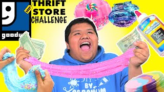 THRIFT STORE SLIME CHALLENGE!!! BUYING ALL MY SLIME SUPPLIES FROM THE THRIFT STORE!! GOODWILL SLIME!