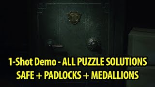 Resident Evil 2 1-Shot Demo - ALL PUZZLE SOLUTIONS - WEST OFFICE SAFE + LOCKER PADLOCKS + MEDALLIONS