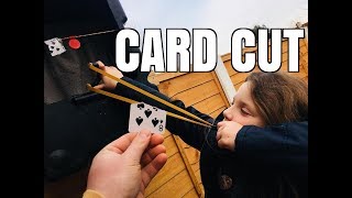 8 year old does a CARD CUT with the catapult !!!