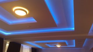 гипсокартонный потолок, работа LED-подсветки в разных режимах.