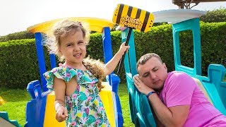 Милана будит сонного папу чтобы гулять и играться