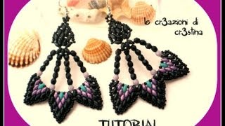 Tutorial Orecchini Peacock con Superduo/Twin Beads, Mezzi Cristalli, Perline Rocailles-DIY earrings