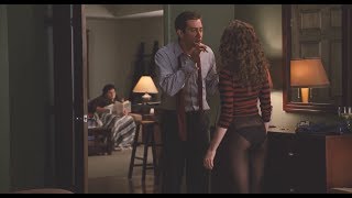 Anne Hathaway shows sexy boots and her great legs in pantyhose