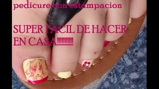 PEDICURE CON PLACAS PARA ESTAMPAR UÑAS