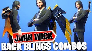 DAMAGED JOHN WICK Fortnite Skin (Keanu Reeves JW3 movie) Back Blings & Styles Combos