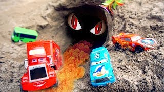 Disney Pixar Cars Mack Truck Hauler Go Into The Cave | Toys For Kids