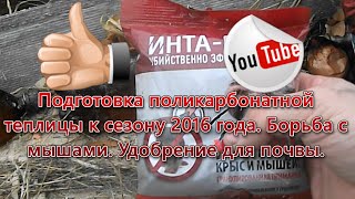 Подготовка теплицы к сезону 2016 года. Борьба с мышами. Удобрение для почвы.