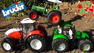 Bruder. Видео обзор и Тест Драйв Тракторов (Fendt , Agrotron, Steyr) от Игорька. Видео для мальчиков