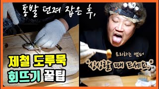 도루묵 회뜨기 손질!  초보자도 가능해요. 동계캠핑 중엔 통발 던져 도루묵 잡기! 겨울동해바다 양양 인구항/해변 노지