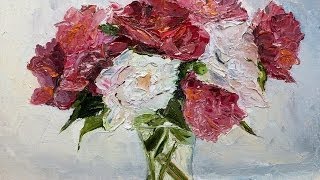 Натюрморт "Пионы". Как рисовать цветы. Живопись маслом.