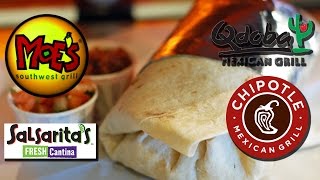 Qdoba vs Moe's vs Salsarita's vs Chipotle Mexican Grill Burritos