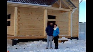 Дом из зимнего  бруса, строительство зимой.